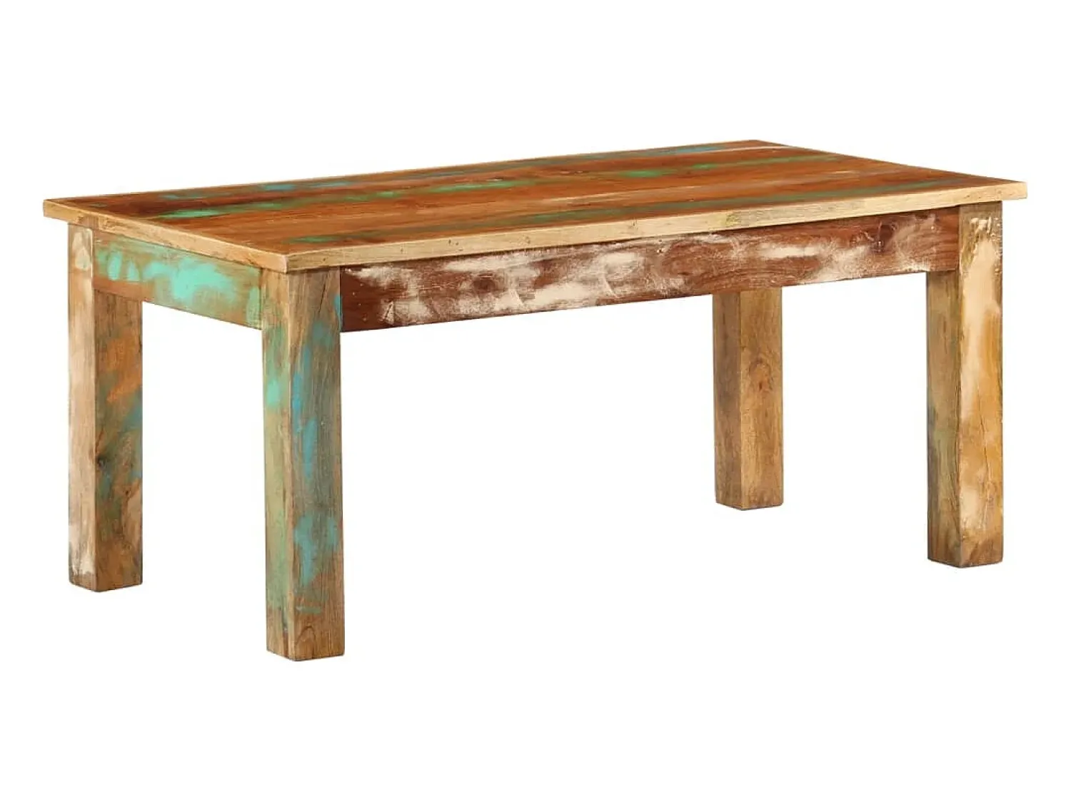 New Mesa de centro | Mesa de apoio | Mesa de café 100x55x45 cm madeira recuperada maciça Multicor