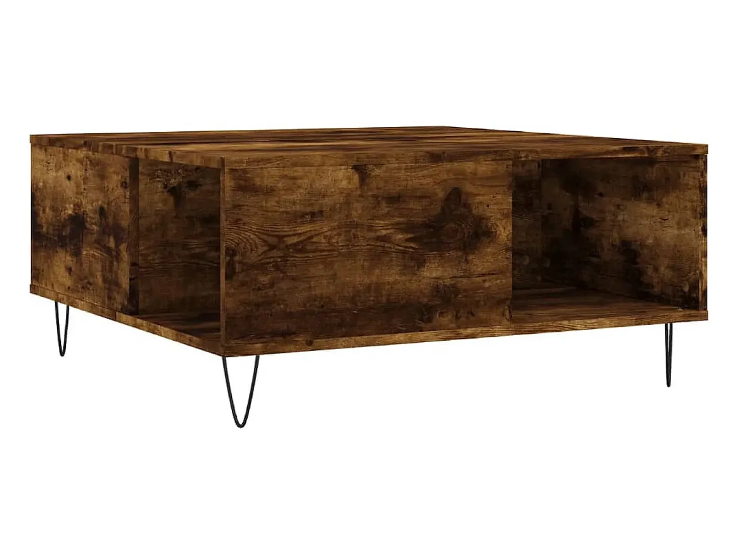 Mesa de centro | Mesa de apoio 80x80x36.5 cm derivados madeira carvalho fumado Castanho