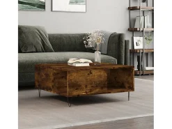 Mesa de centro | Mesa de apoio 80x80x36.5 cm derivados madeira carvalho fumado Castanho