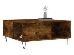 Mesa de centro | Mesa de apoio 80x80x36.5 cm derivados madeira carvalho fumado Castanho
