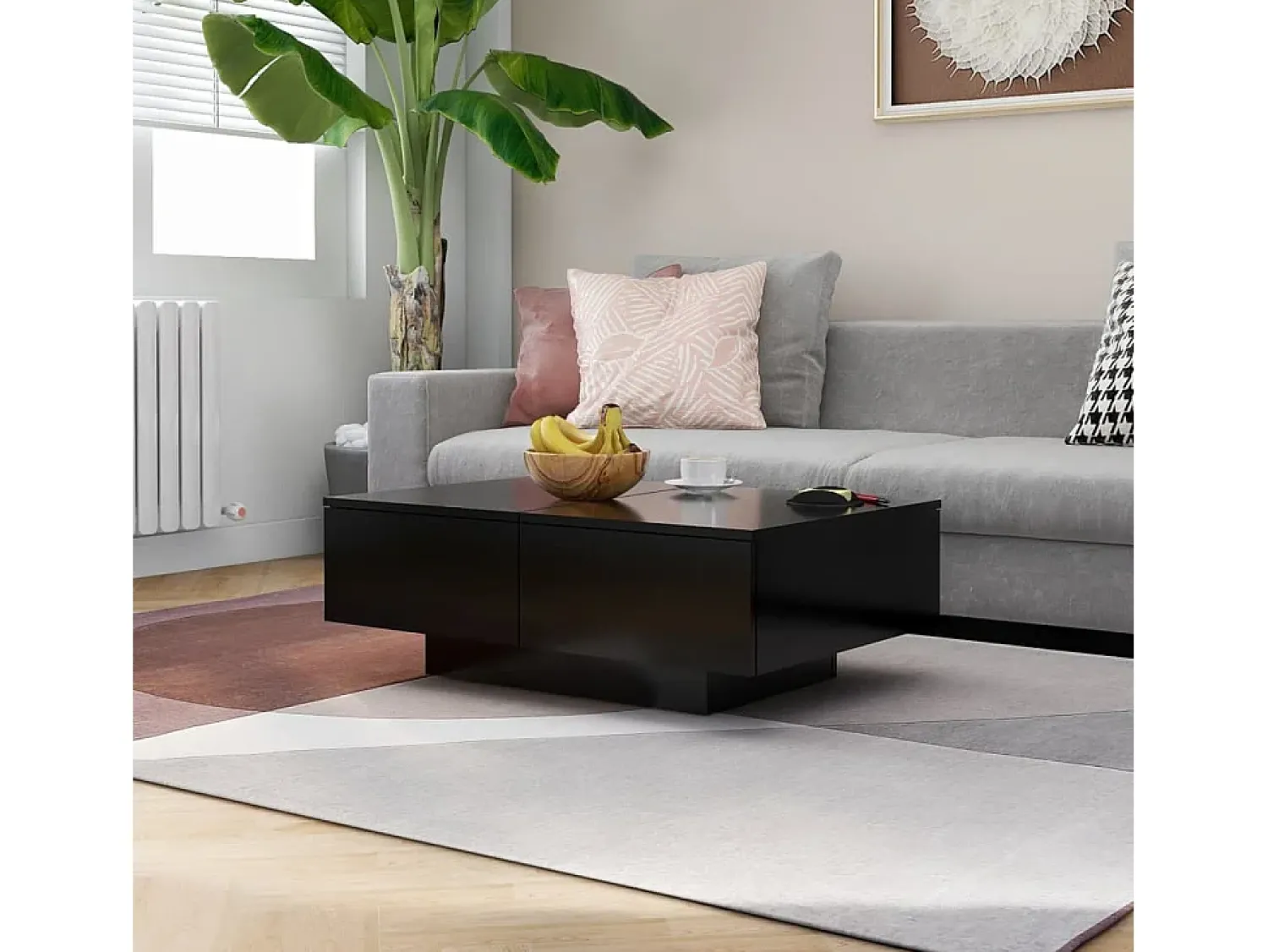 Mesa de centro | Mesa de apoio 90x60x31 cm contraplacado Preto