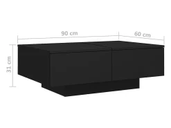 Mesa de centro | Mesa de apoio 90x60x31 cm contraplacado Preto
