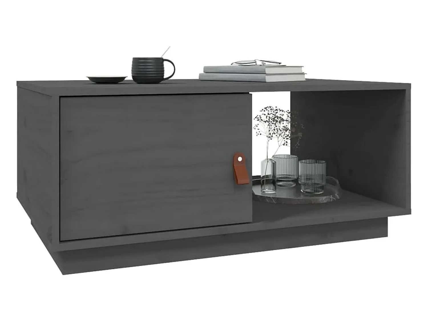 Mesa De Centro* Mesa de centro | Mesa de apoio 80x80x35.5 cm madeira de pinho maciça cinza Cinzento
