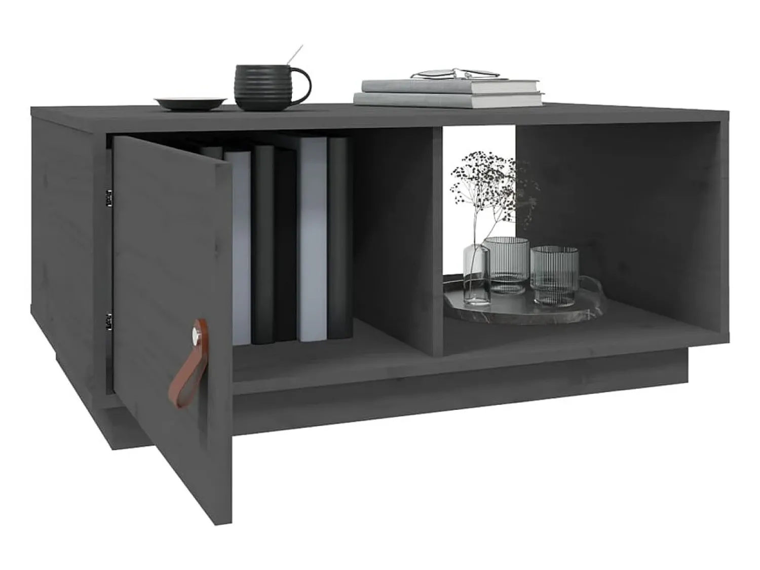 Mesa De Centro* Mesa de centro | Mesa de apoio 80x80x35.5 cm madeira de pinho maciça cinza Cinzento