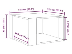 Mesa de centro | Mesa de apoio 51.5x51.5x30cm derivados madeira carvalho fumado^ Mesa De Centro