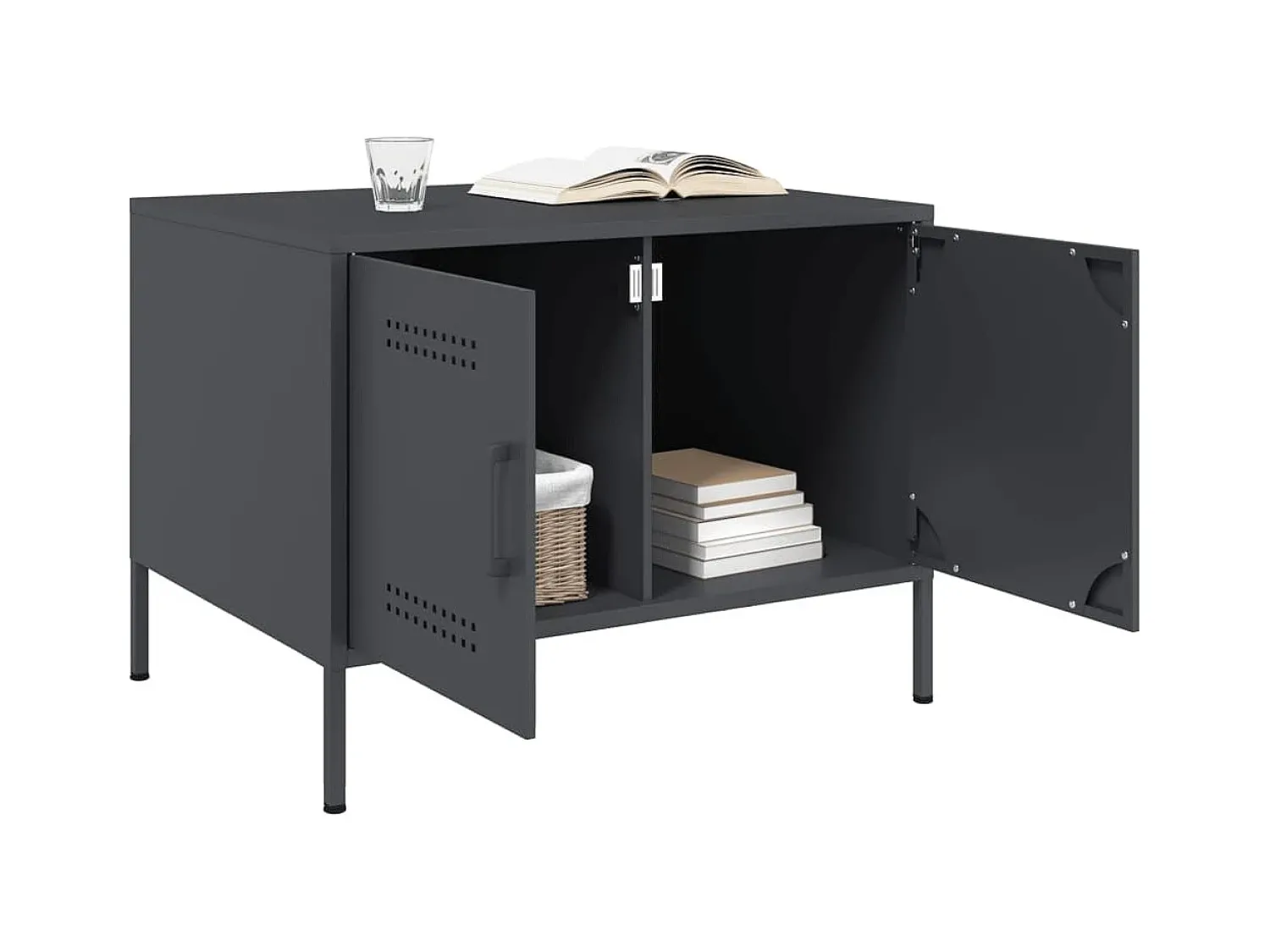 Outlet Mesa de centro | Mesa de apoio | Mesa de café 68x50x50.5 cm aço antracite Preto