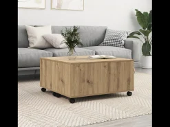 Mesa de centro | Mesa de apoio carvalho artisiano 75x75x38 cm^ Mesa De Centro