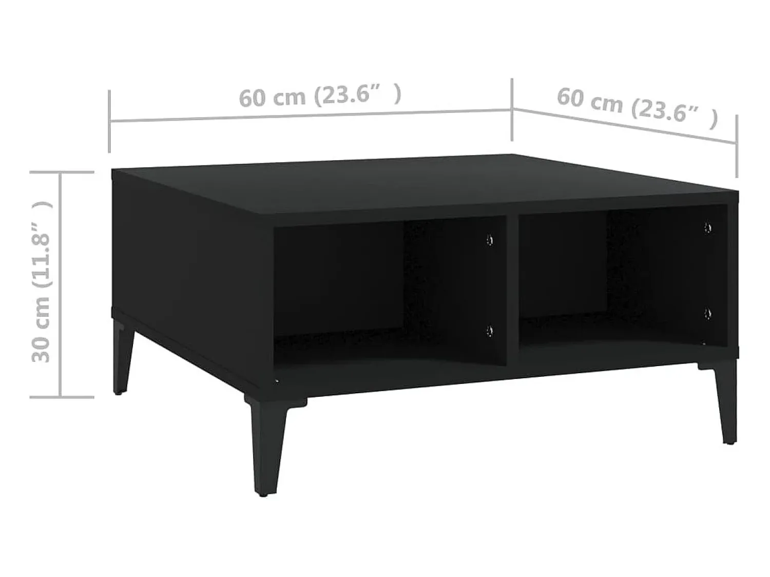 Mesa De Centro* Mesa de centro | Mesa de apoio 60x60x30 cm contraplacado Preto