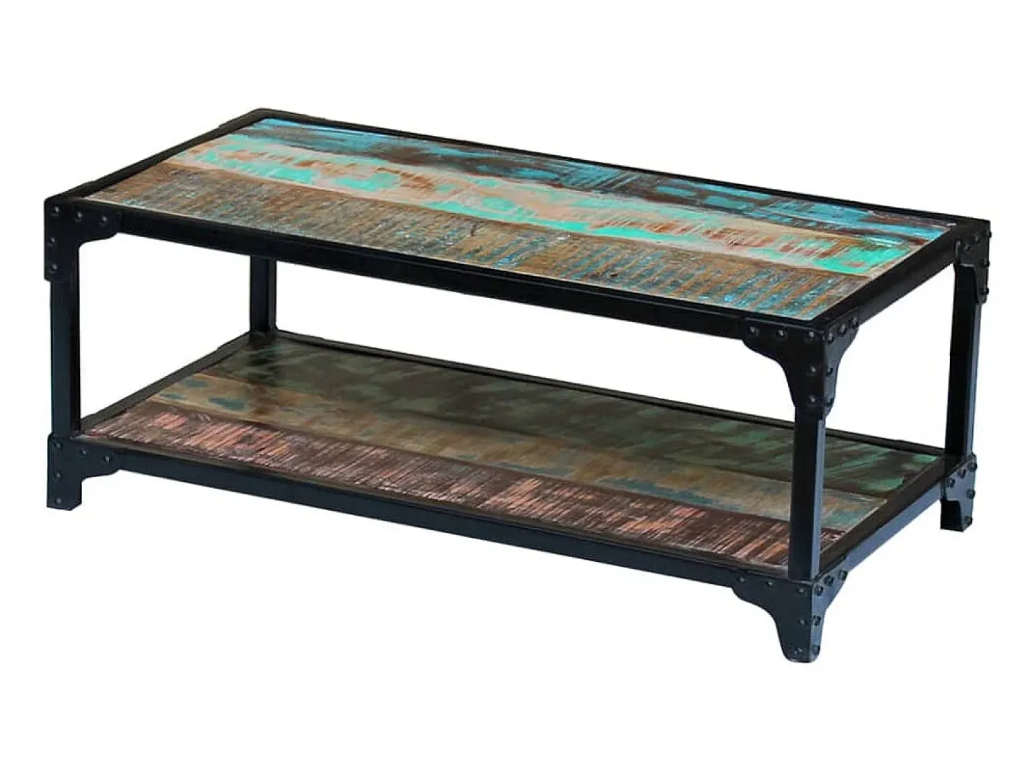 Mesa De Centro| Mesa de centro | Mesa de apoio sólida em madeira reciclada Multicor