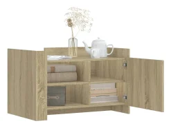 Mesa De Centro* Mesa de centro | Mesa de apoio 80x50x50 cm derivados de madeira carvalho sonoma Castanho