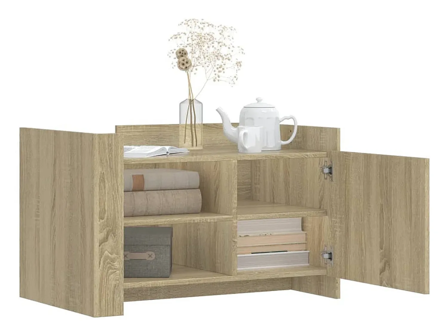Mesa De Centro* Mesa de centro | Mesa de apoio 80x50x50 cm derivados de madeira carvalho sonoma Castanho