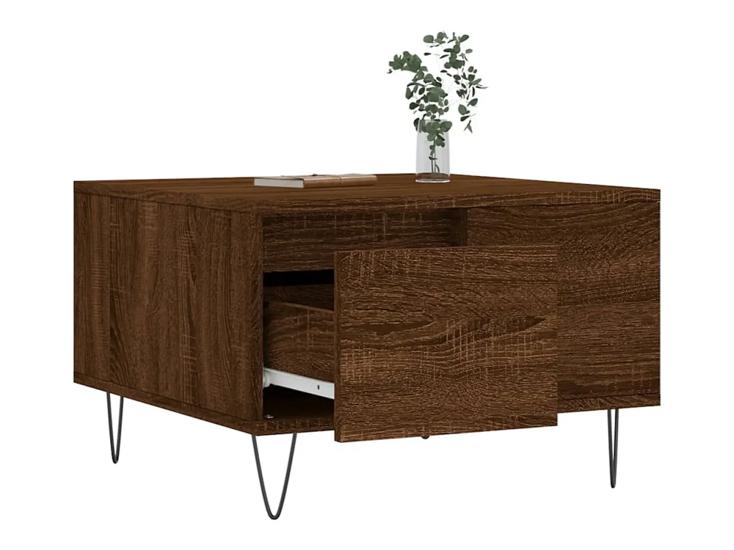 Mesa De Centro| Mesa de centro | Mesa de apoio 55x55x36.5cm derivados madeira carvalho Castanho
