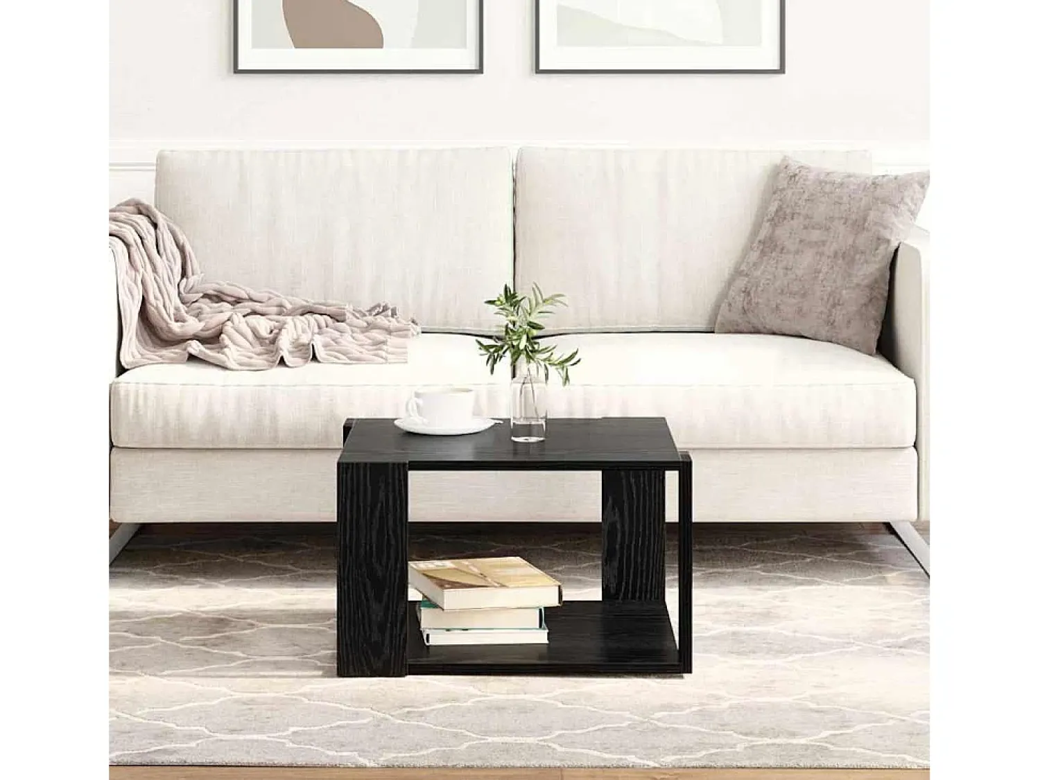 Mesa De Centro| Mesa de centro | Mesa de apoio Carvalho 51.5x51.5x30 cm Preto