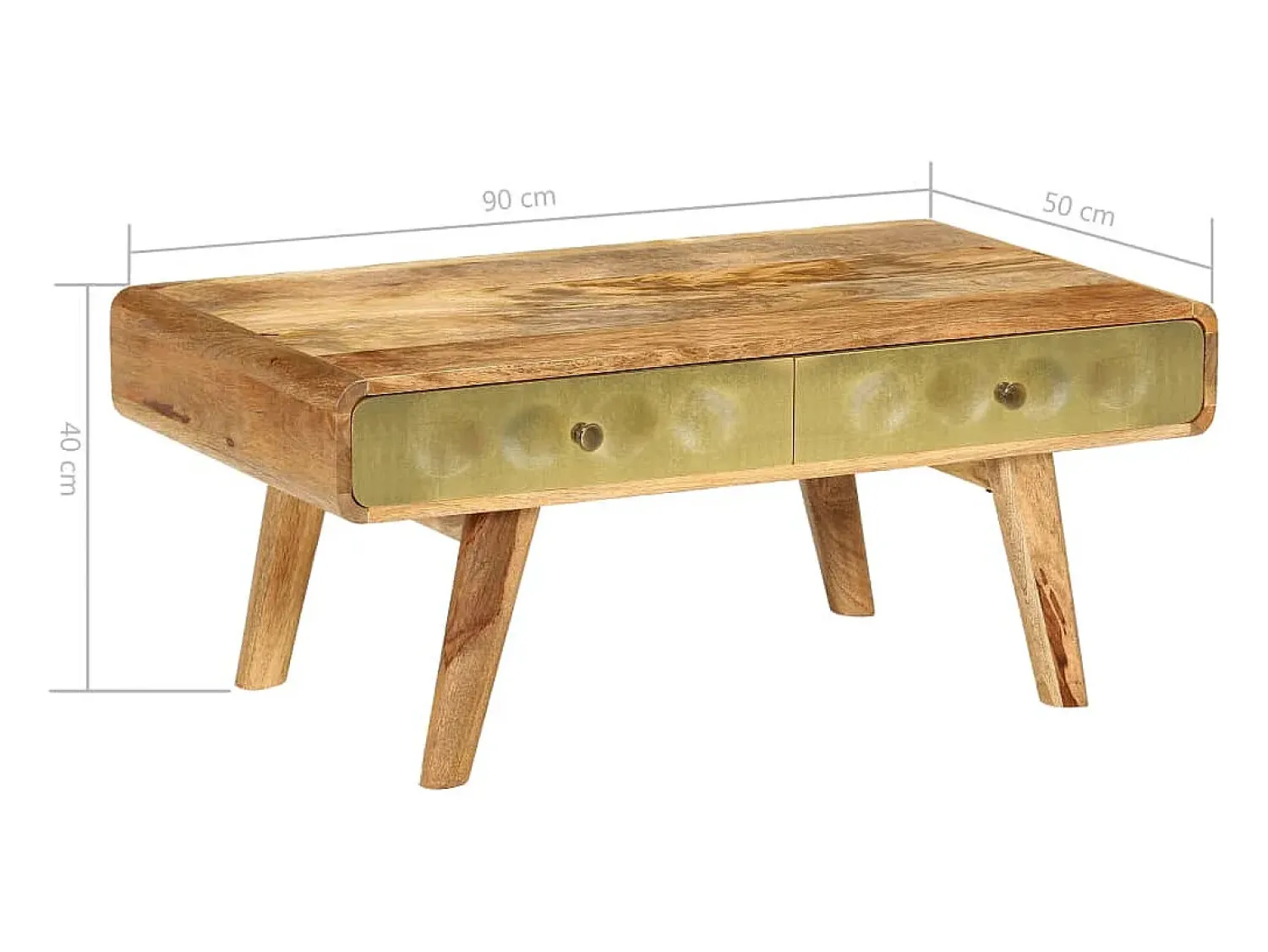 Mesa De Centro* Mesa de centro | Mesa de apoio madeira de mangueira maciça 90x50x40 cm Castanho