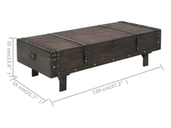 Mesa De Centro| Mesa de centro | Mesa de apoio contraplacado estilo vintage 120x55x35 cm Castanho