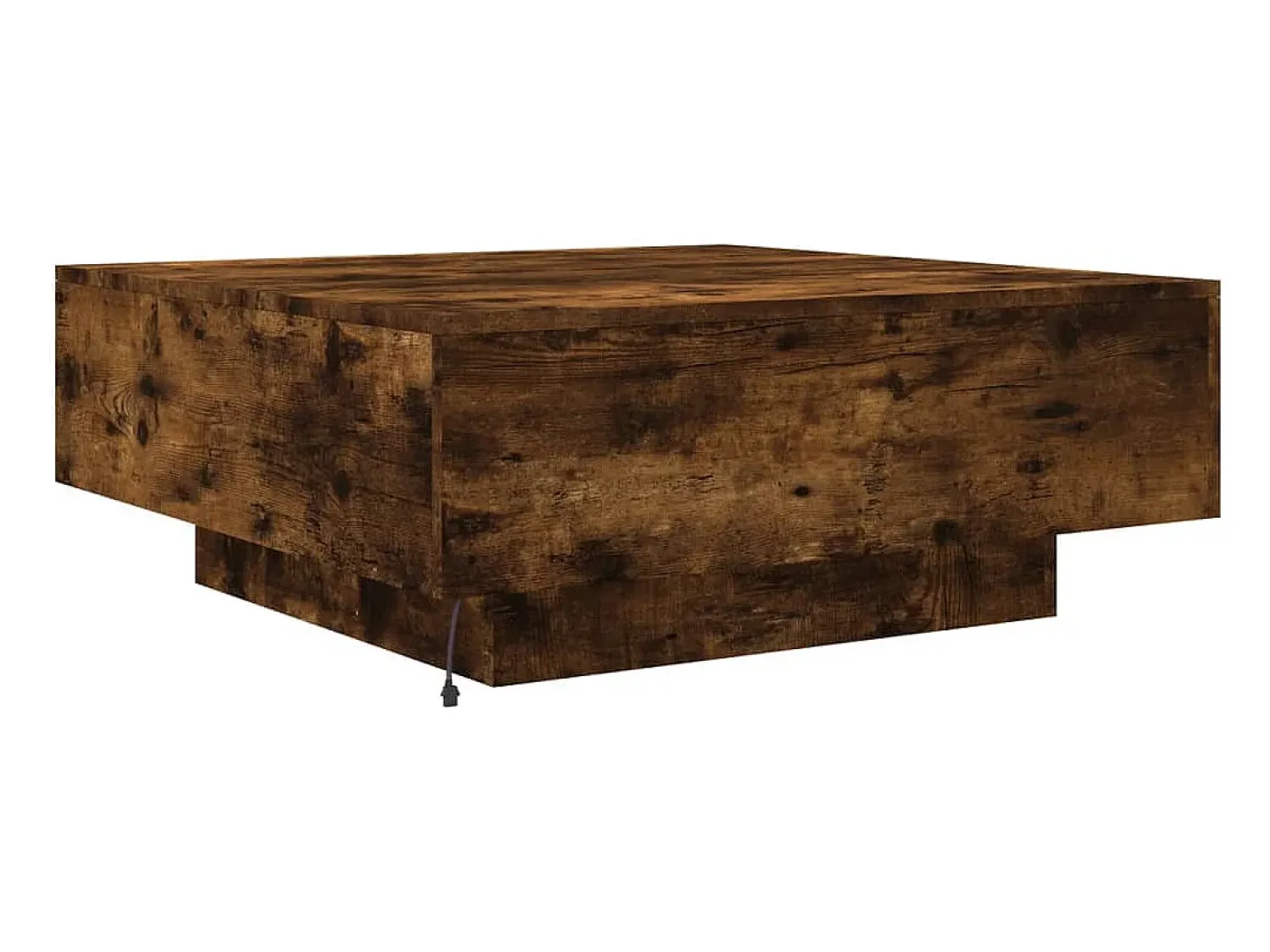 Mesa De Centro| Mesa de centro | Mesa de apoio com luzes LED 80x80x31 cm carvalho fumado Castanho