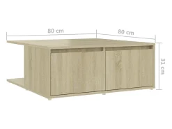 Mesa De Centro* Mesa de centro | Mesa de apoio 80x80x31 cm derivados de madeira carvalho sonoma Castanho