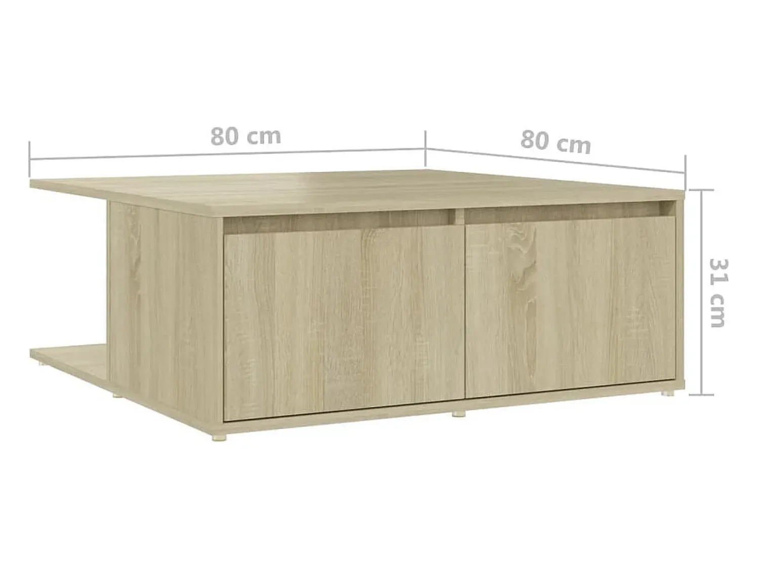 Mesa De Centro* Mesa de centro | Mesa de apoio 80x80x31 cm derivados de madeira carvalho sonoma Castanho