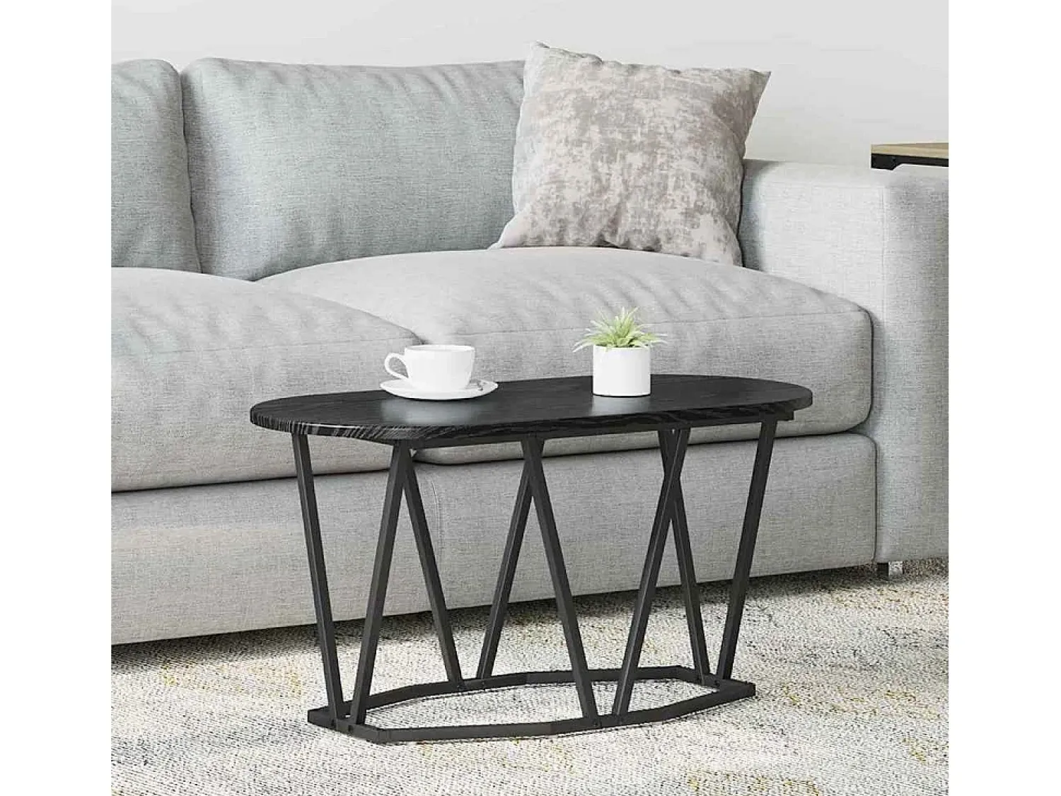 Mesa De Centro| Mesa de centro | Mesa de apoio Carvalho 80x40x40.5 cm Preto