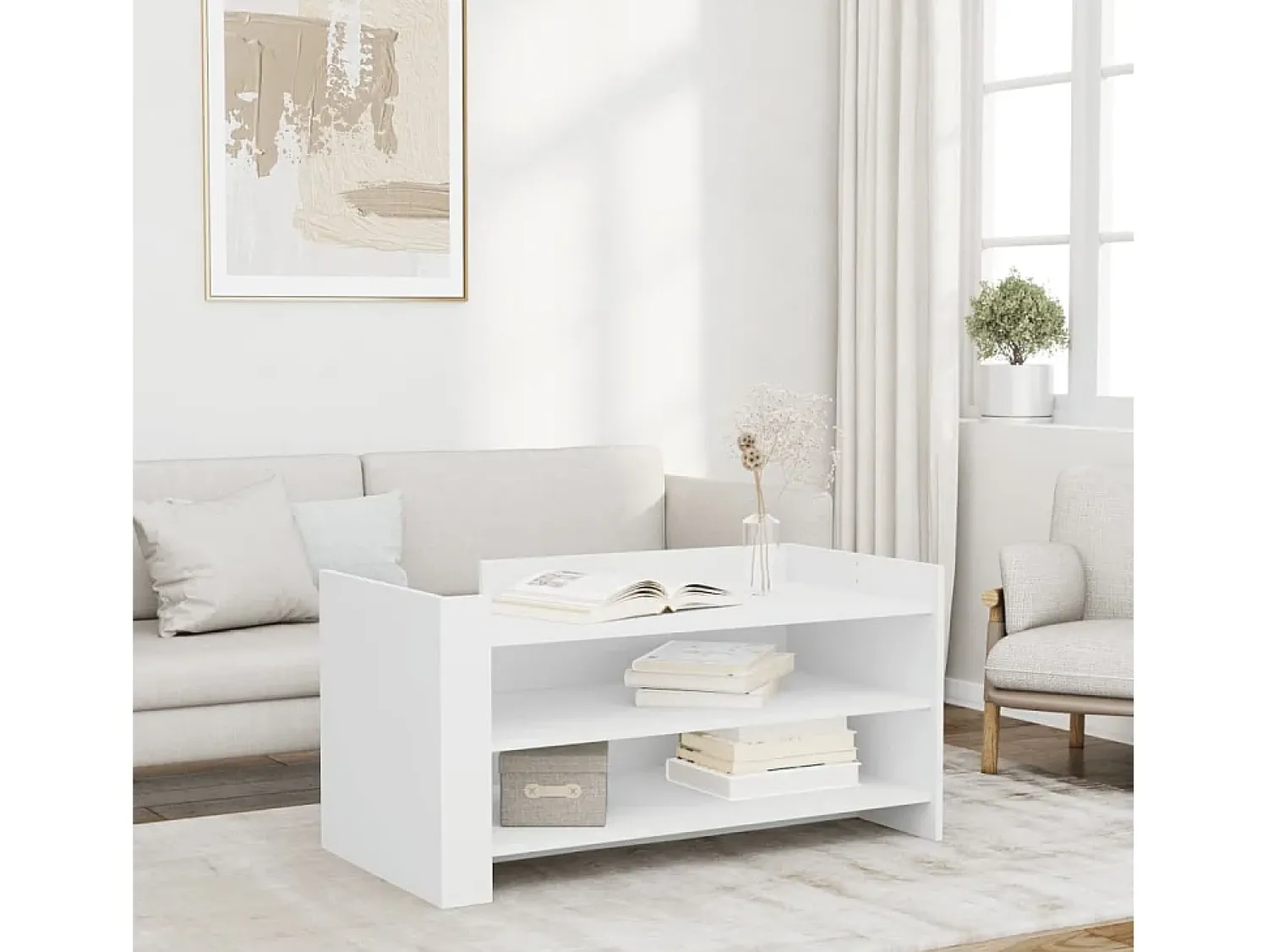 Outlet Mesa de centro | Mesa de apoio 100x50x50 cm derivados de madeira Branco
