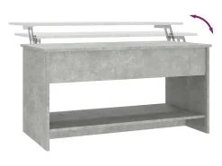 Mesa De Centro| Mesa de centro | Mesa de apoio 102x50x52.5cm madeira processada cinza cimento Cinzento