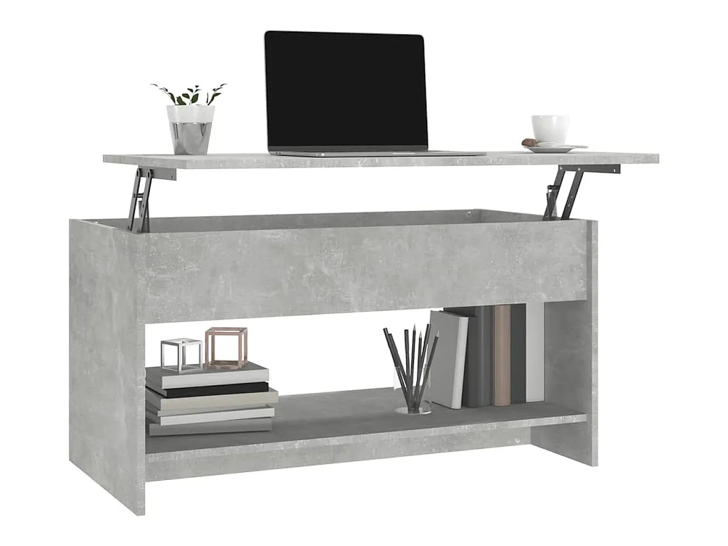 Mesa De Centro| Mesa de centro | Mesa de apoio 102x50x52.5cm madeira processada cinza cimento Cinzento