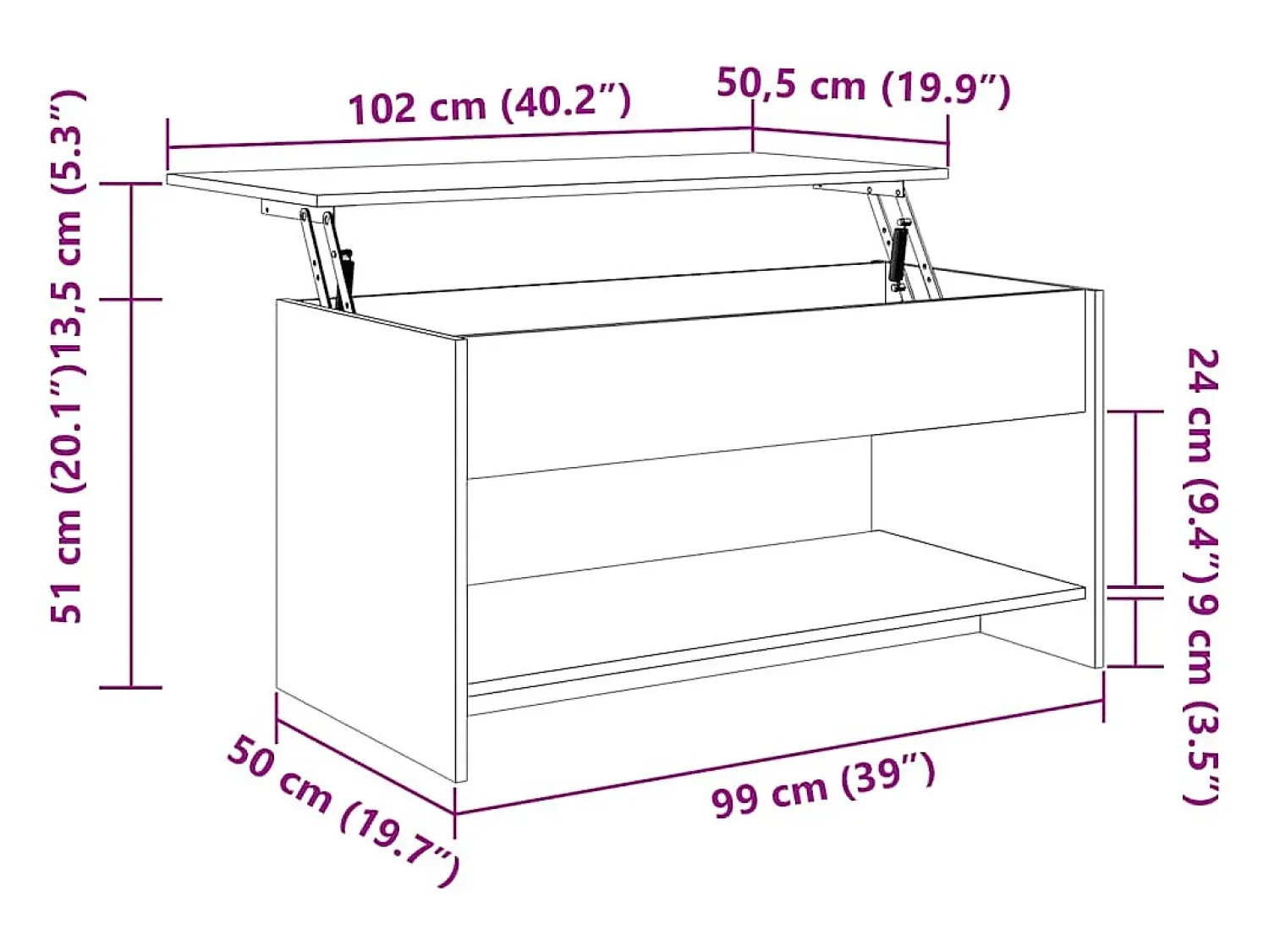 Mesa De Centro| Mesa de centro | Mesa de apoio 102x50x52.5cm madeira processada cinza cimento Cinzento