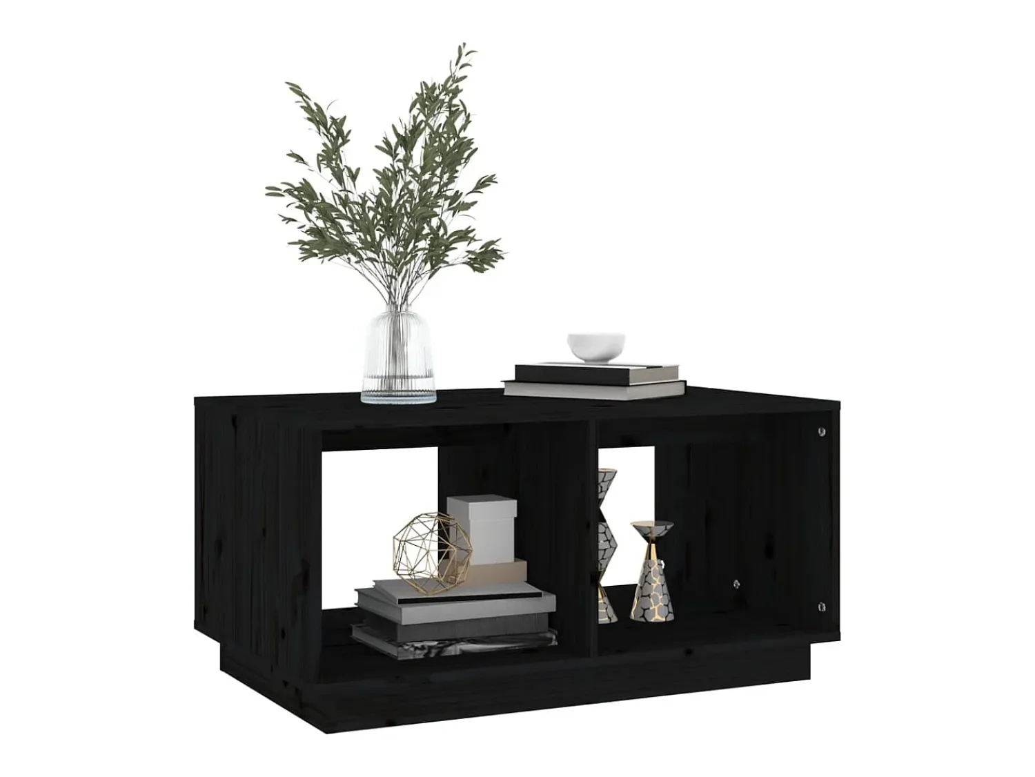 Mesa De Centro* Mesa de centro | Mesa de apoio 80x50x40 cm madeira de pinho maciça Preto