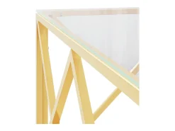 Mesa De Centro| Mesa de centro | Mesa de apoio | Mesa de café 80x80x40 cm aço inoxidável e vidro Cor de laranja