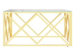 Mesa De Centro| Mesa de centro | Mesa de apoio | Mesa de café 80x80x40 cm aço inoxidável e vidro Cor de laranja