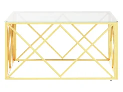 Mesa De Centro| Mesa de centro | Mesa de apoio | Mesa de café 80x80x40 cm aço inoxidável e vidro Cor de laranja