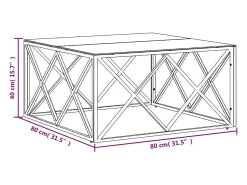Mesa De Centro| Mesa de centro | Mesa de apoio | Mesa de café 80x80x40 cm aço inoxidável e vidro Cor de laranja
