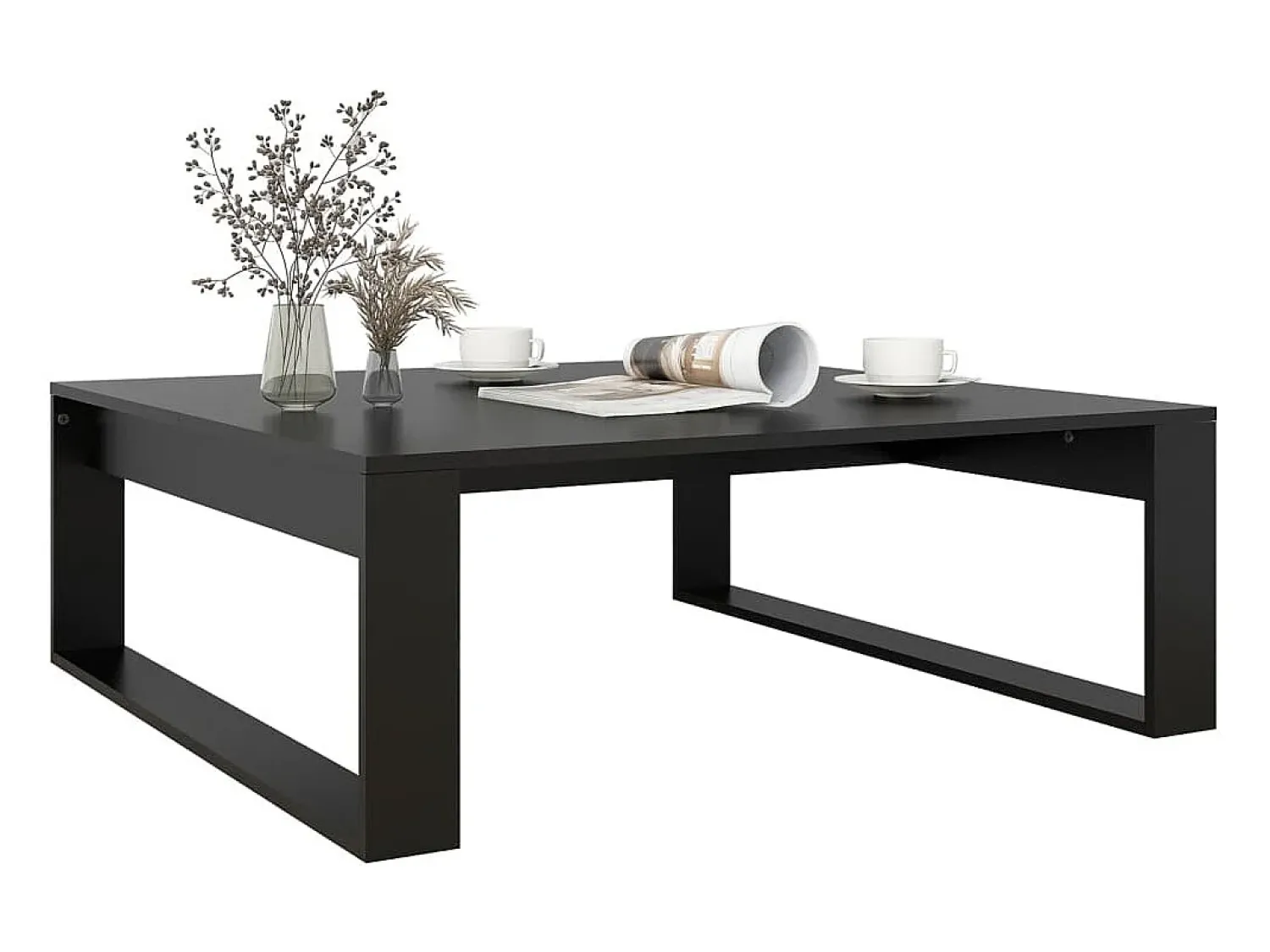 Mesa de centro | Mesa de apoio 100x100x35 cm derivados de madeira Preto