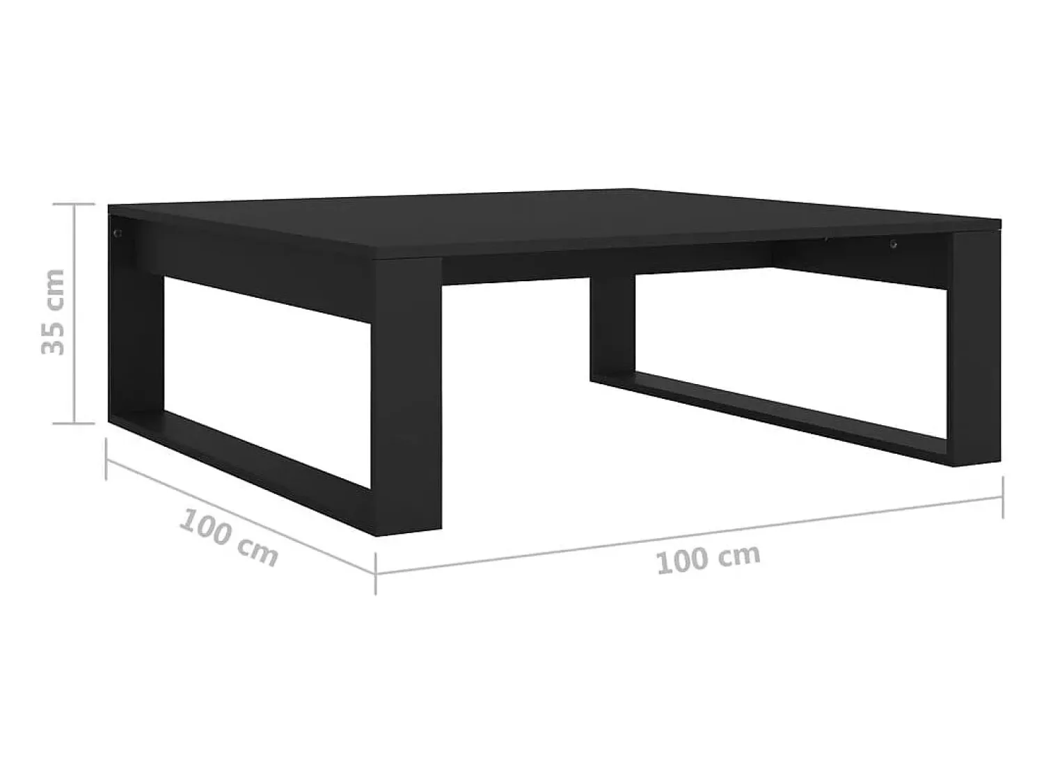 Mesa de centro | Mesa de apoio 100x100x35 cm derivados de madeira Preto