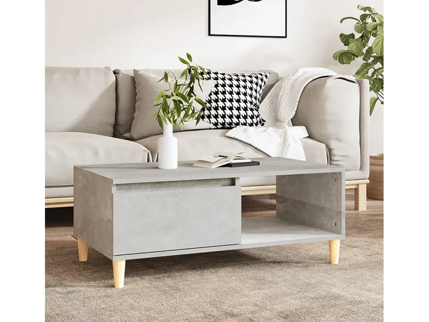 Mesa de centro | Mesa de apoio 90x50x36.5 cm derivados madeira cimento^ Mesa De Centro