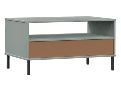 Mesa De Centro| Mesa de centro | Mesa de apoio pernas de metal 85x50x45 madeira maciça OSLO cinza Cinzento