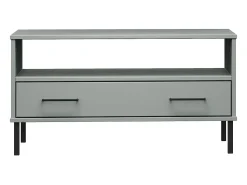 Mesa De Centro| Mesa de centro | Mesa de apoio pernas de metal 85x50x45 madeira maciça OSLO cinza Cinzento