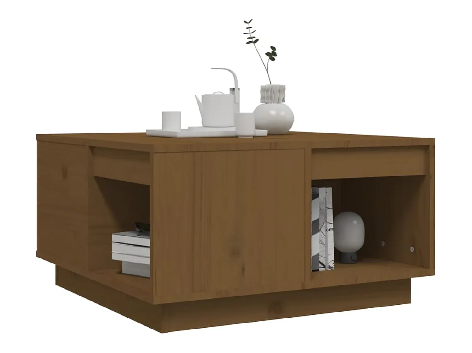 Mesa de centro | Mesa de apoio 60x61x32.5 cm madeira pinho maciça -mel^ Mesa De Centro