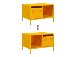 Mesa De Centro| Mesa de centro | Mesa de apoio 68.5x50x43.5 cm aço laminado a frio mostarda Amarelo