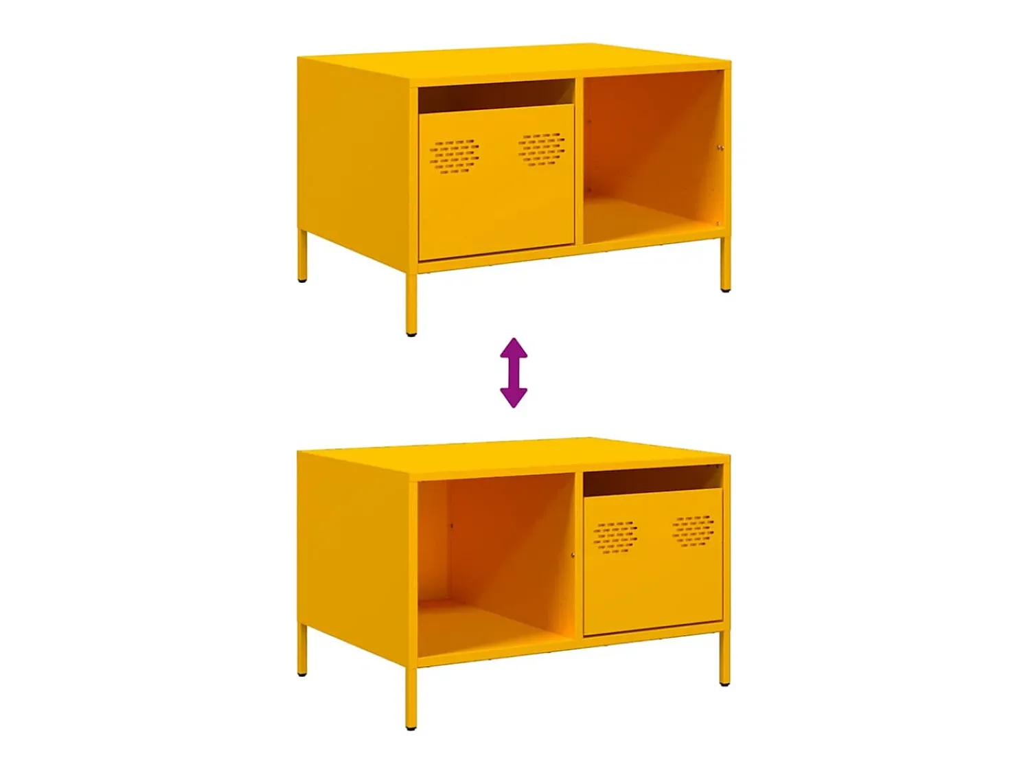 Mesa De Centro| Mesa de centro | Mesa de apoio 68.5x50x43.5 cm aço laminado a frio mostarda Amarelo