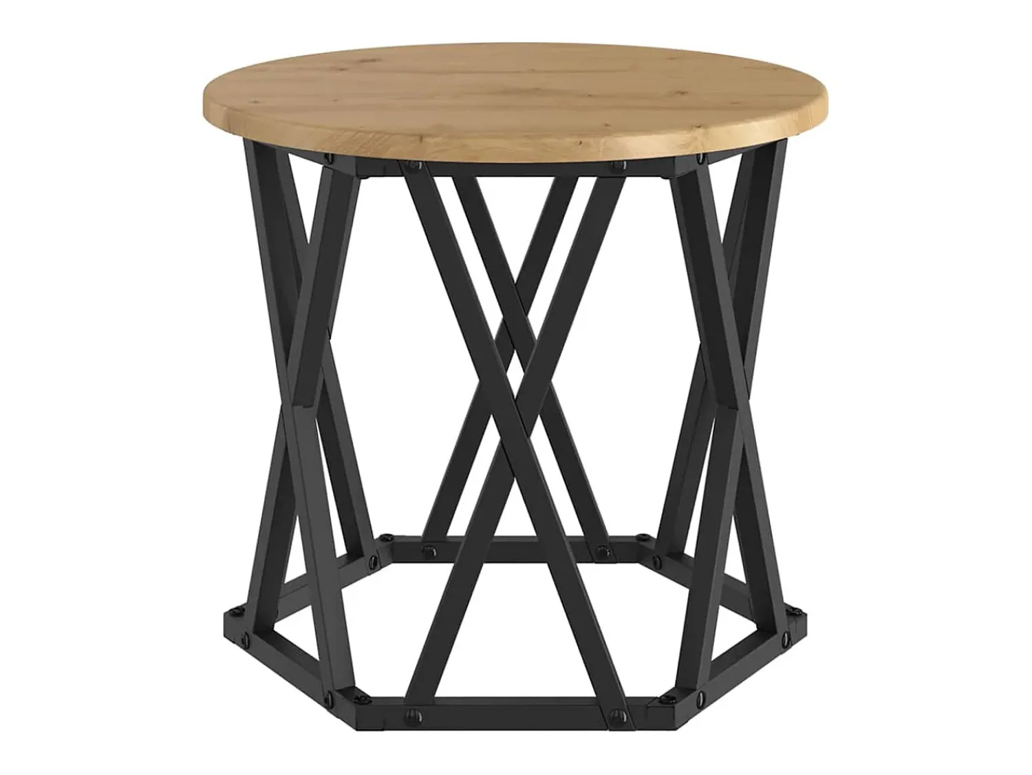 Clearance Mesa de centro | Mesa Lateral Empilhável 3 pcs carvalho artisiano Castanho