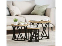 Clearance Mesa de centro | Mesa Lateral Empilhável 3 pcs carvalho artisiano Castanho