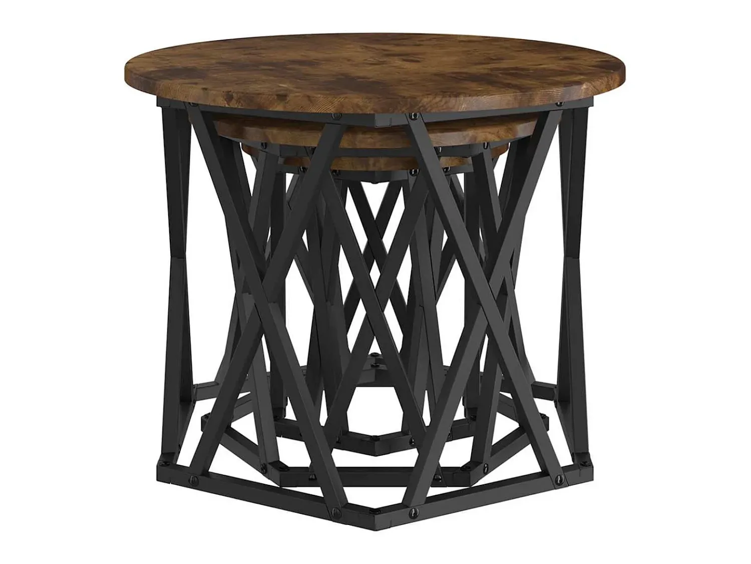 Best Mesa de centro | Mesa Lateral Empilhável 3 pcs Carvalho fumado 53x53x40 cm Castanho