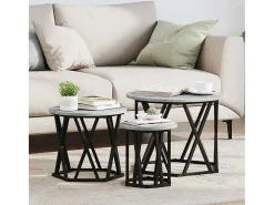 Mesa de centro | Mesa Lateral Empilhável 3 pcs Sonoma 53x53x40 cm Cinzento