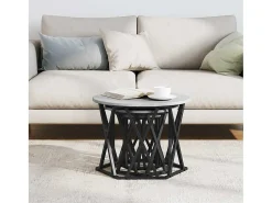 Mesa de centro | Mesa Lateral Empilhável 3 pcs Sonoma 53x53x40 cm Cinzento