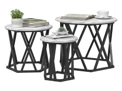 Mesa de centro | Mesa Lateral Empilhável 3 pcs Sonoma 53x53x40 cm Cinzento