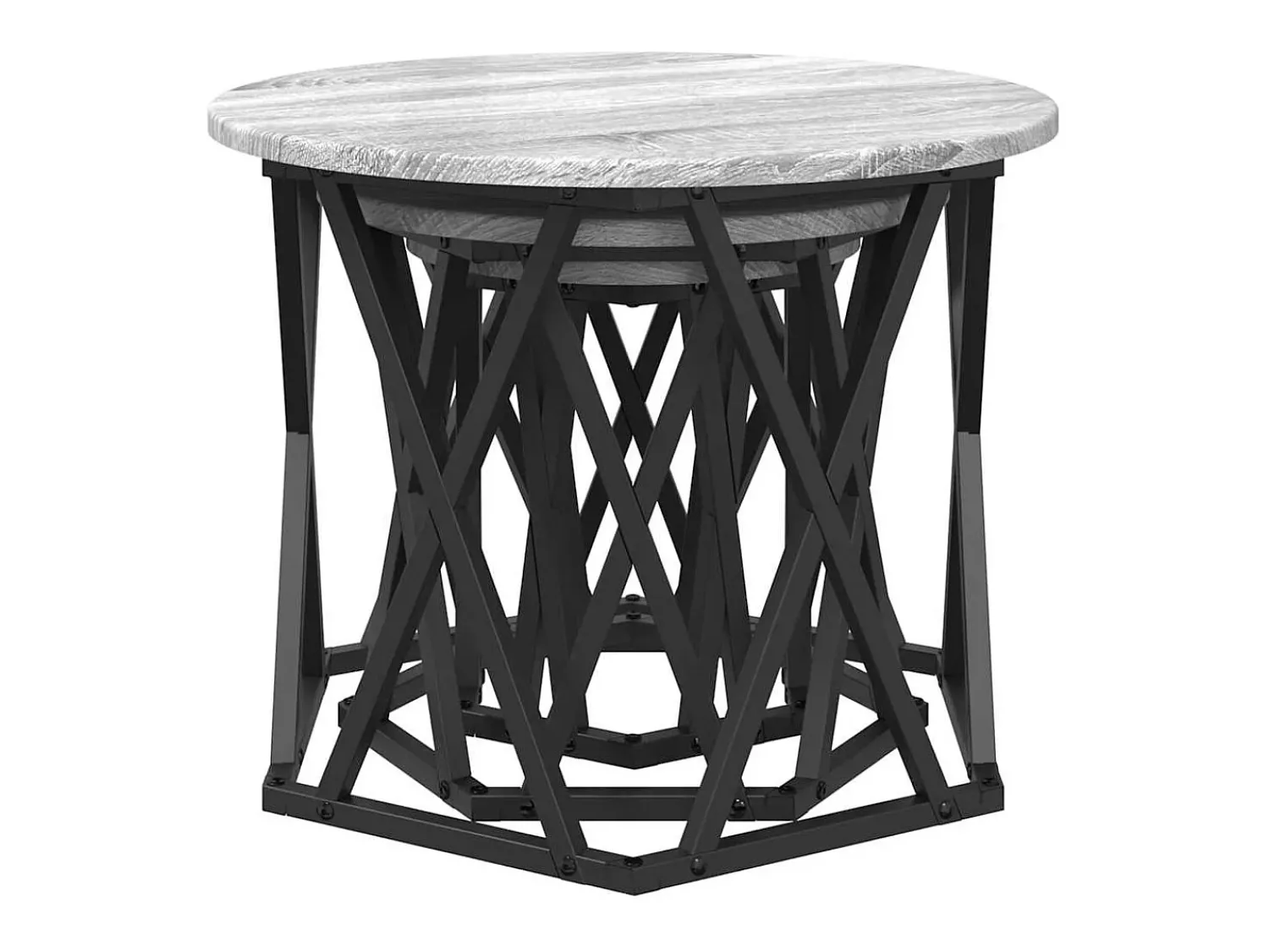 Mesa de centro | Mesa Lateral Empilhável 3 pcs Sonoma 53x53x40 cm Cinzento
