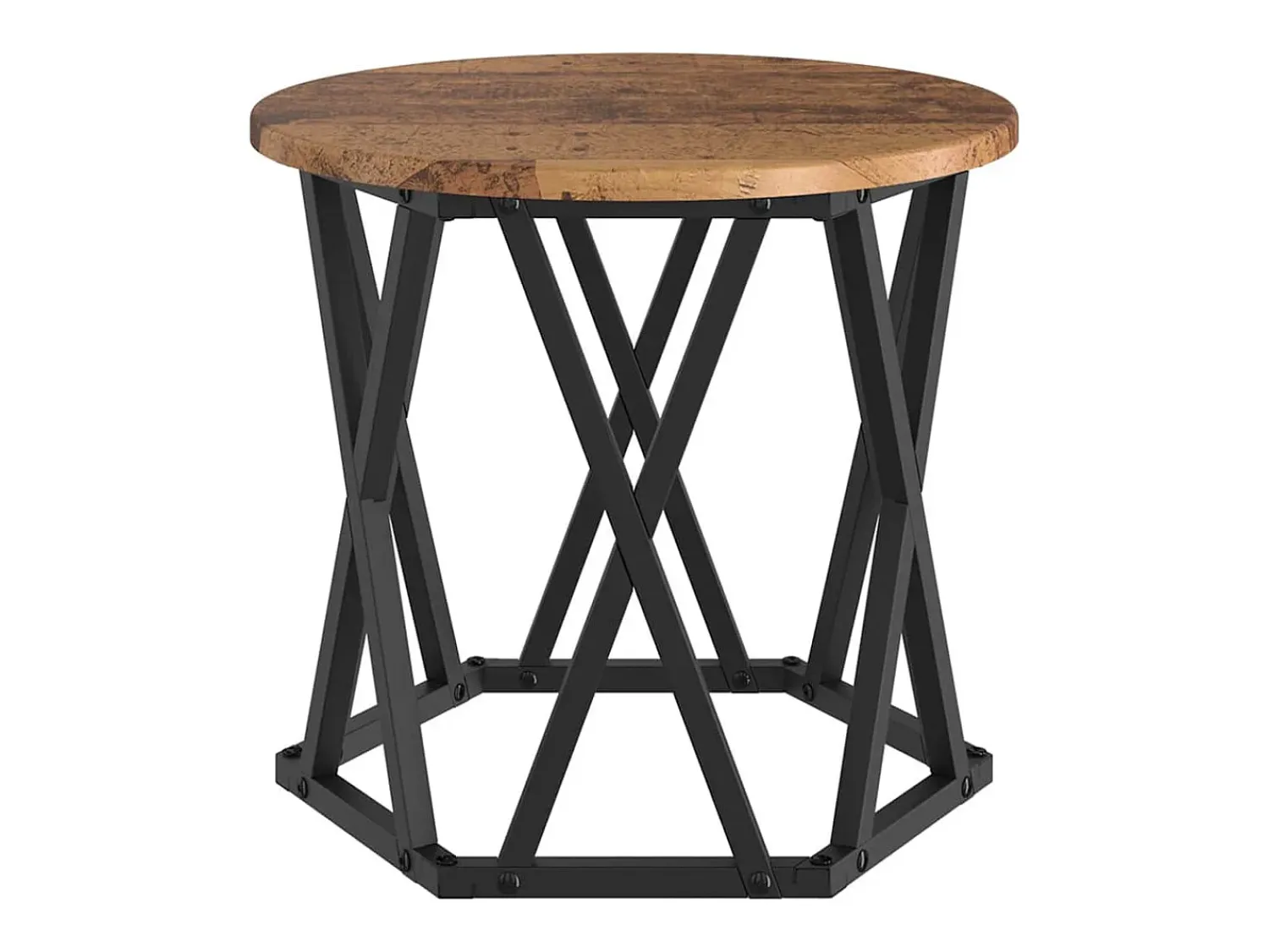 Mesa De Centro* Mesa de centro | Mesa Lateral Empilhável 3 pcs Madeira antiga 53x53x40 cm Castanho