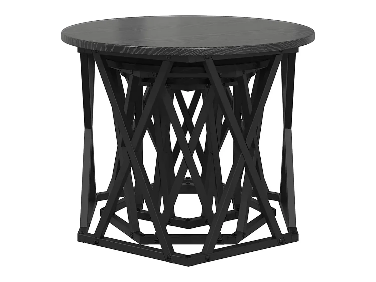 Mesa De Centro| Mesa de centro | Mesa Lateral Empilhável 3 pcs Carvalho 53x53x40 cm Preto