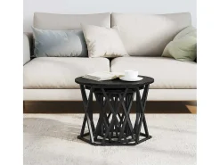Mesa De Centro| Mesa de centro | Mesa Lateral Empilhável 3 pcs Carvalho 53x53x40 cm Preto